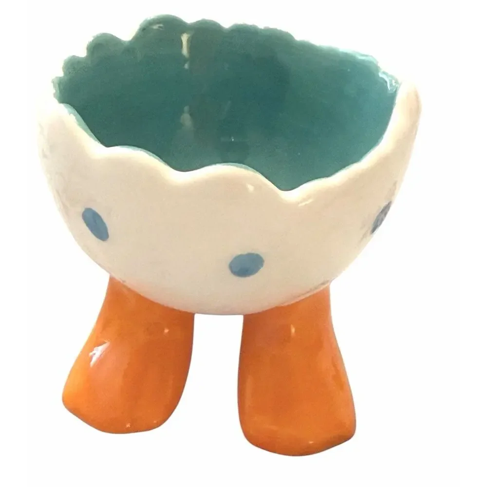 Cracked Egg Cup With Duck Feet Easter Whimsical Farmhouse Decor Trinkets 3421-45